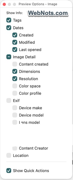 Finder Preview Options