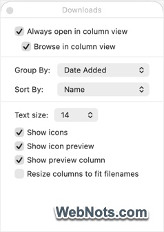 Finder View Options