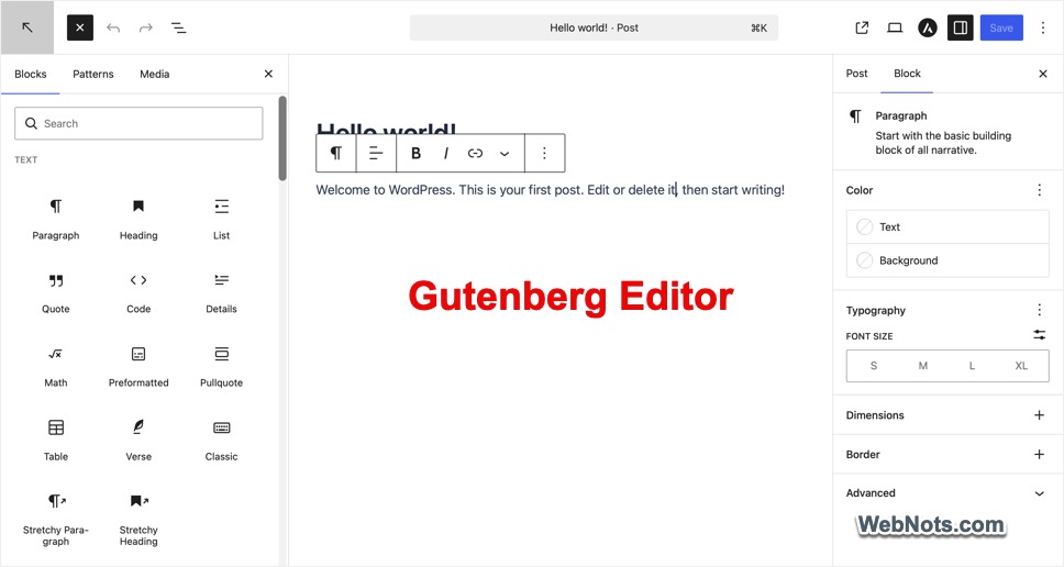 Gutenberg Content Editor