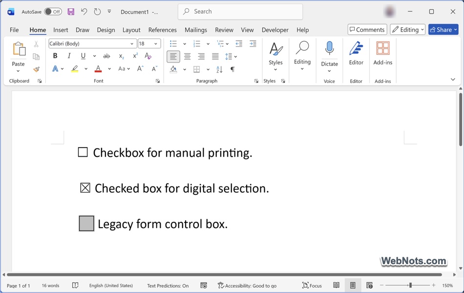 How to Create a Checkbox in Microsoft Word?