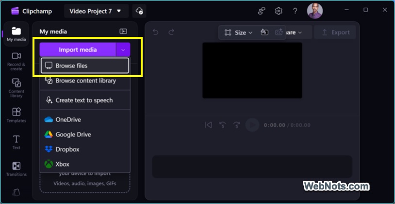 Import Your Video in Clipchamp