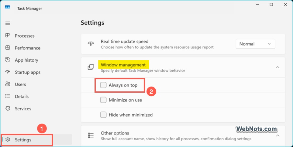 Keep Task Manager Alwas On Top