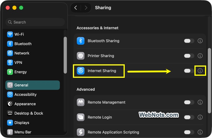 Mac Internet Sharing Setting