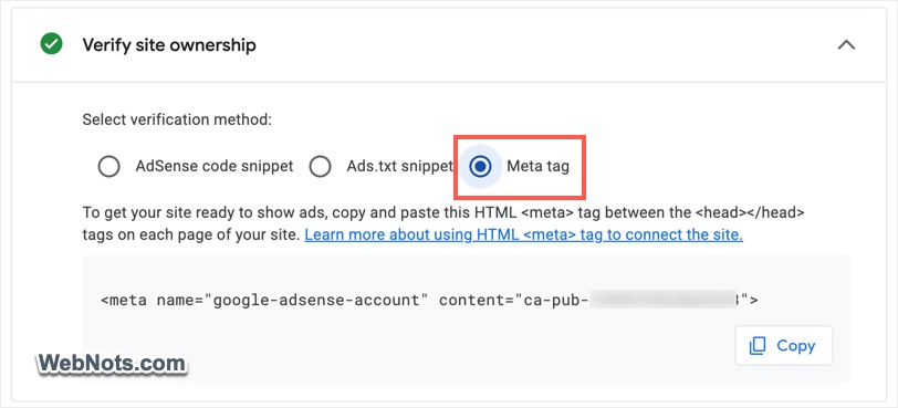 Meta Tag Verification