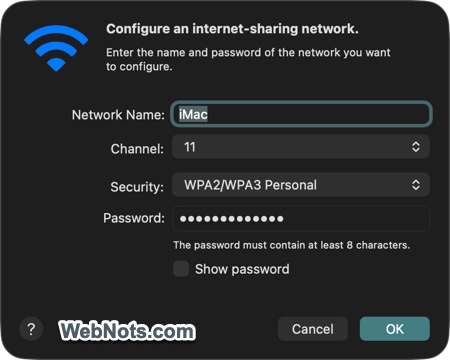 Provide Network Name and Password