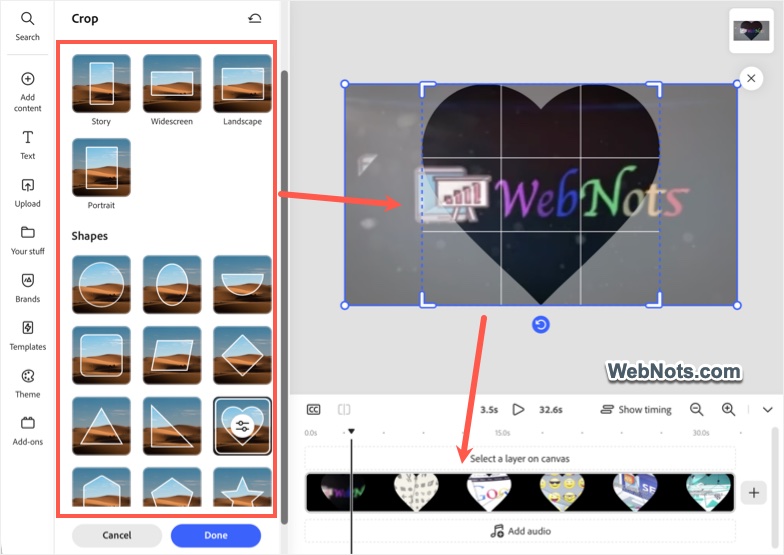 Select Shape or Preset for Crop