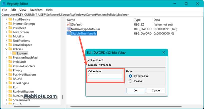 Set Value Data as 1