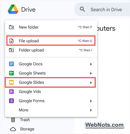 Upload Presentation in Google Drive