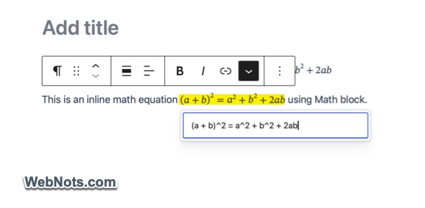 Using Inline Math Block