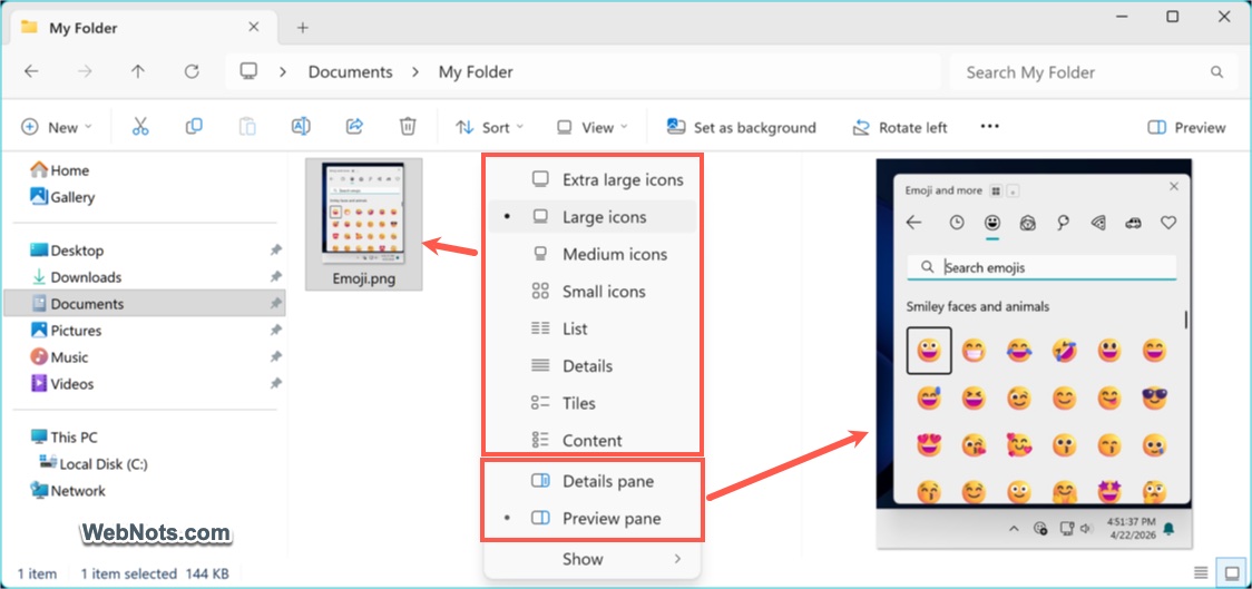 View and Preview Panes in File Explorer
