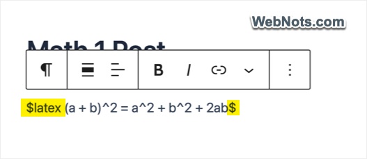 WP LateX Syntax