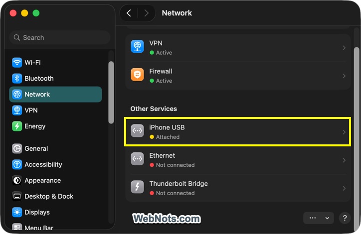 iPhone USB Network