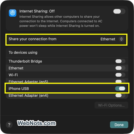 iPhone USB Sharing