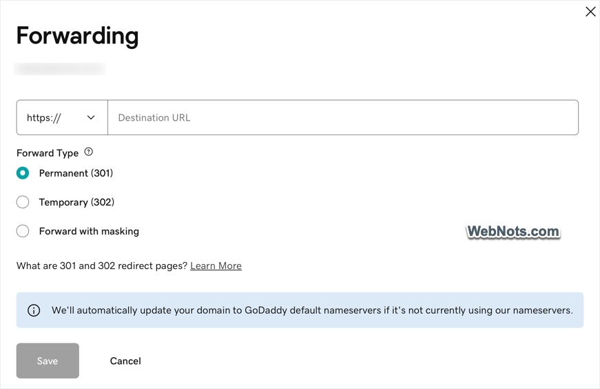 Add DNS Forwarding in GoDaddy