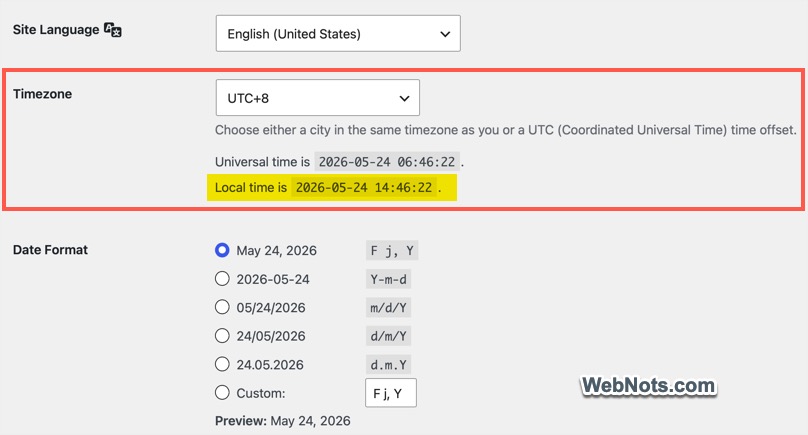 Check Timezone Settings