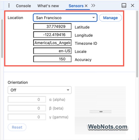 Edit Geolocation Parameters in Chrome