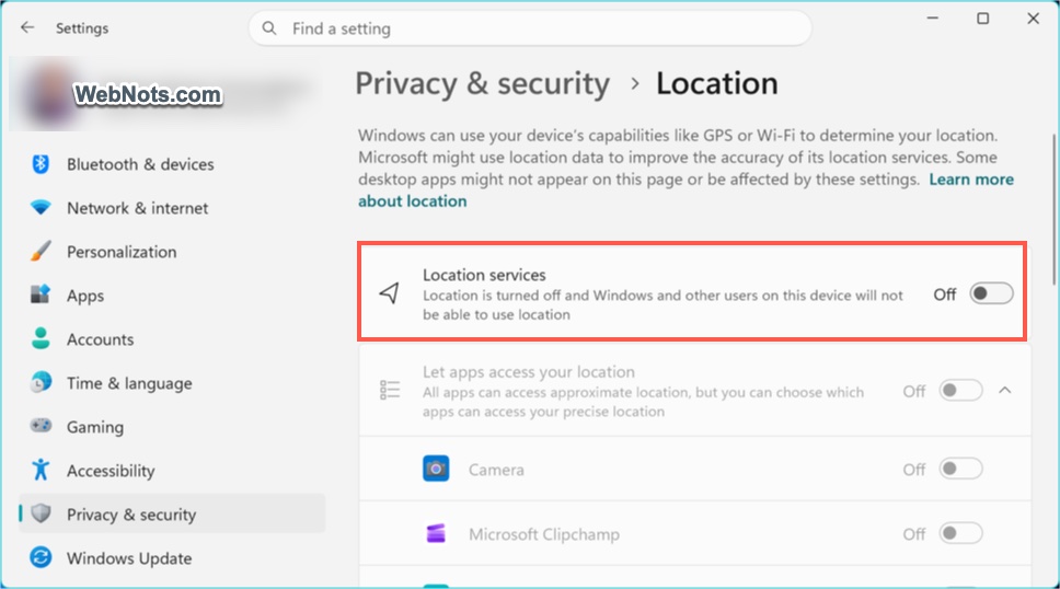 Enable Location Services in Windows
