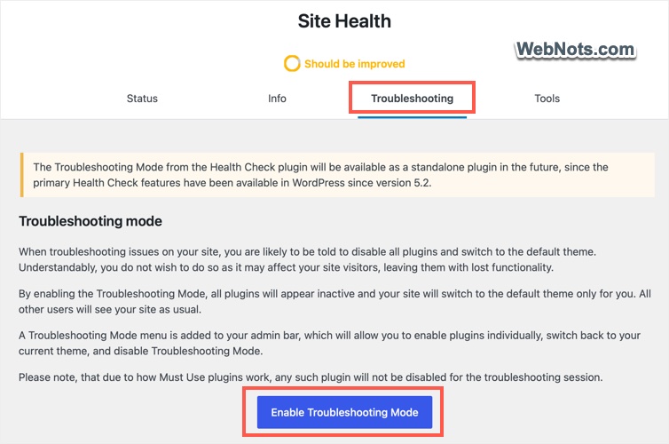 Enable Troubleshooting Mode