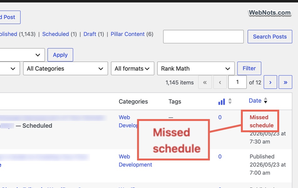 Fix Posts Missed Schedule Error in WordPress