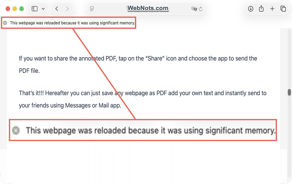 Fix Safari Reloading Webpages with Significant Memory Usage