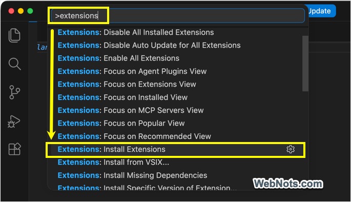 Install Extensions from Command Palette