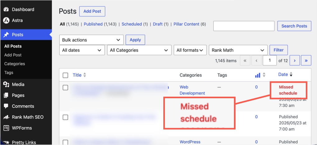 Missed Schedule Posts in WordPress