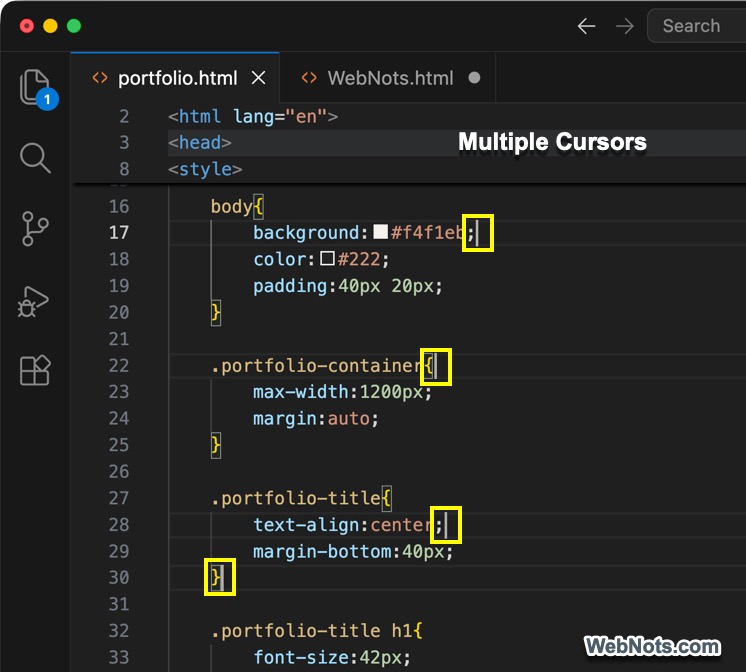 Multiple Cursor Mode in VS Code