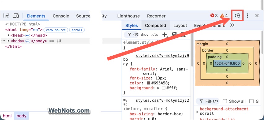 Open Developer Tools Settings