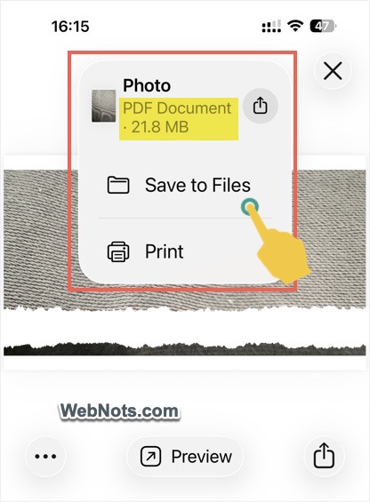 Pinch Preview and Save to PDF