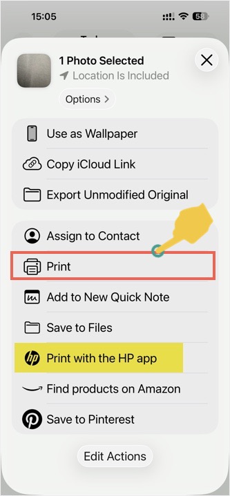Print Action in Share Menu
