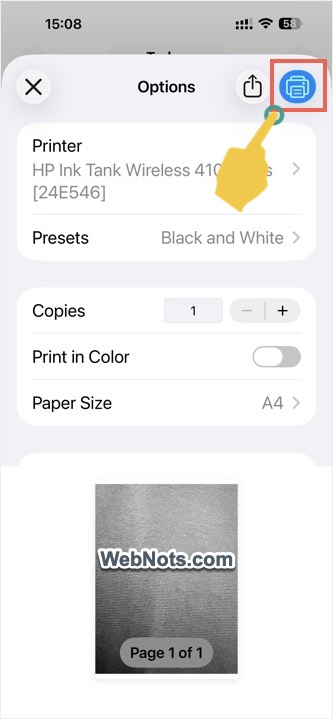 Print Documents in iPhone