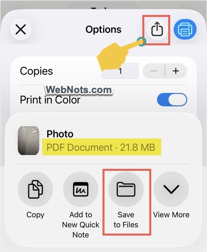 Print to PDF on iPhone