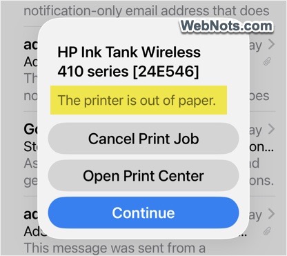Printer Out of Paper Error