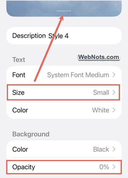 Set Font Size and Background Transparency