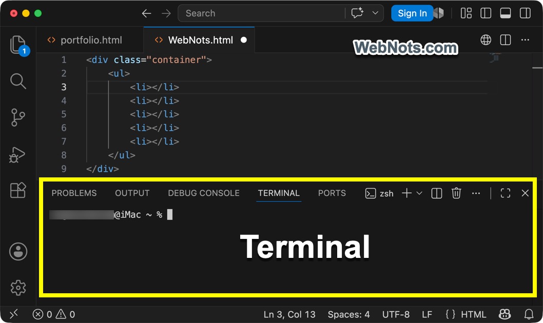 Terminal in VS Code App
