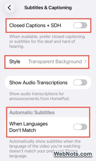Turn Off Closed Subtitles