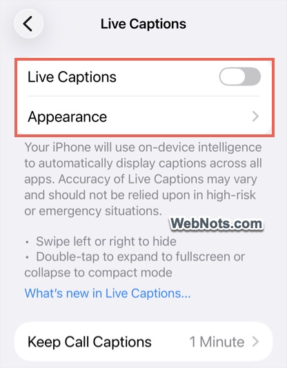 Turn Off Live Captions