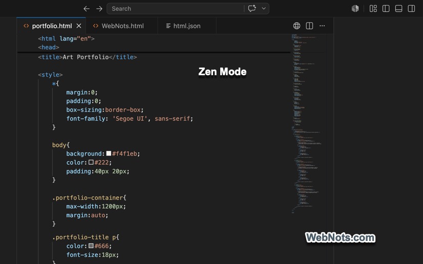 VS Code Zen Mode