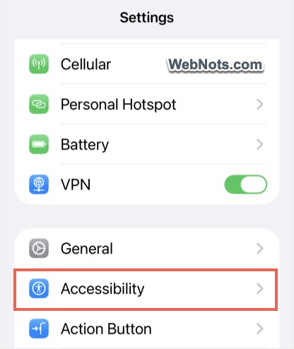 iPhone Accessibility Settings