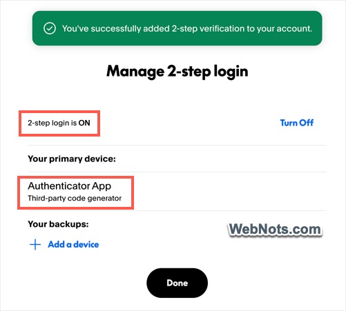 2 Step Verification Turned On
