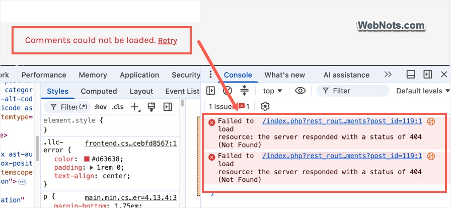 404 Error in Browser Console
