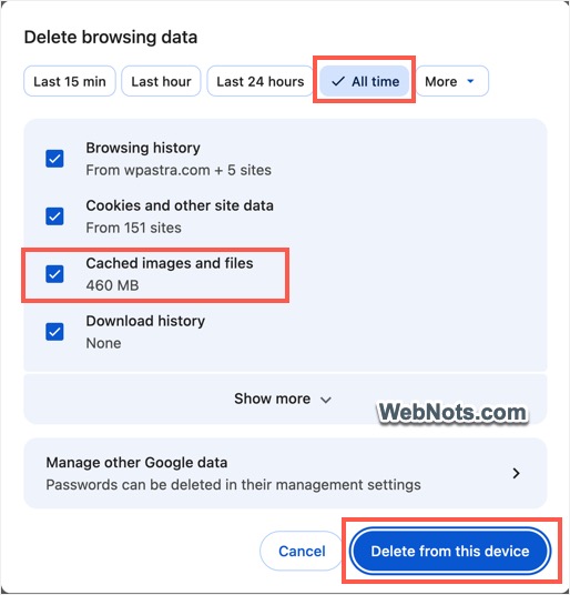 Delete Cookies in Chrome Desktop