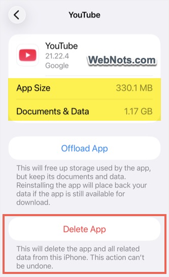 Delete YouTube App on iPhone