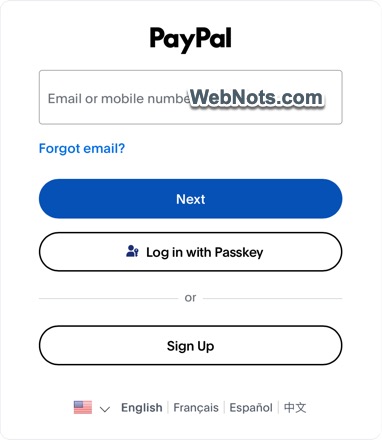 PayPal Login Page