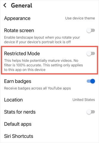 Turn Off Restricted Mode in YouTube