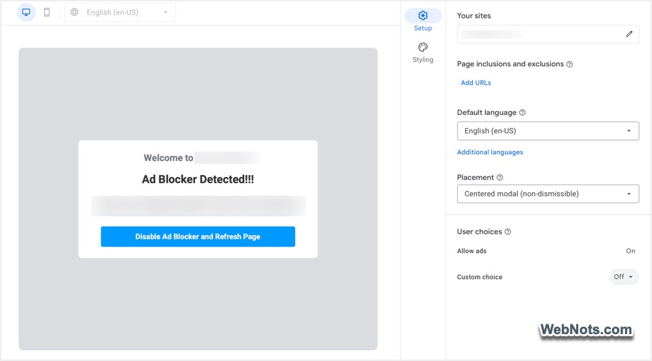 Use AdSense AdBlock Recovery Setup