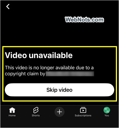 YouTube Video Unavailable Due to Copyright Issue