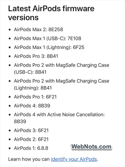 AirPods Firmware Version