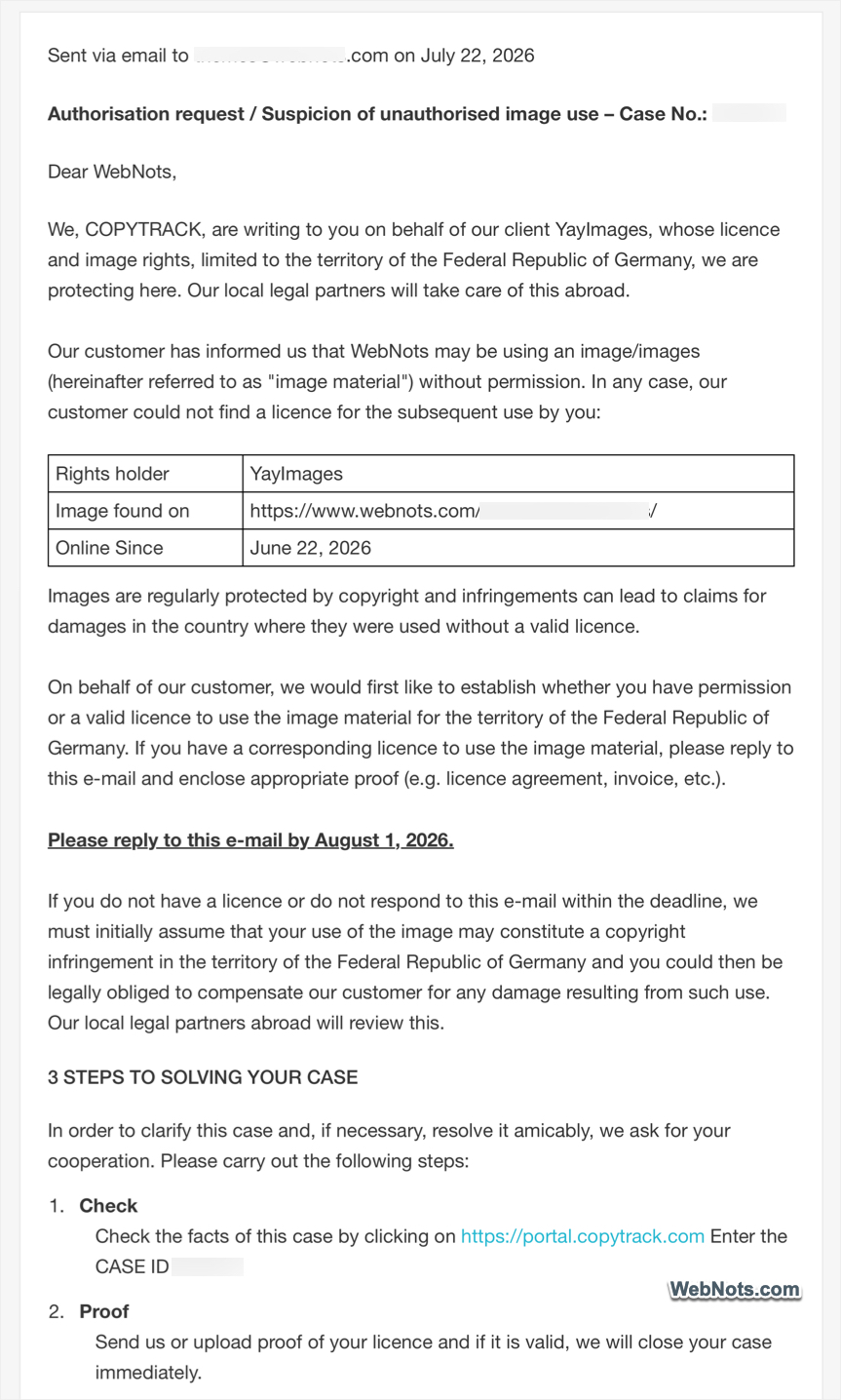 Copytrack Email (Part 1)