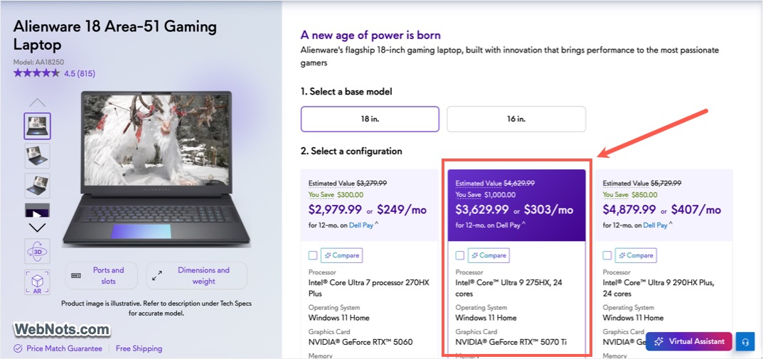 Dell Alienware Laptop Price